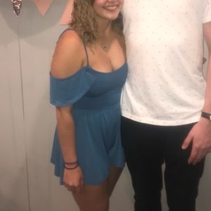 Urban Outfitter Blue Off-Shoulder Romper